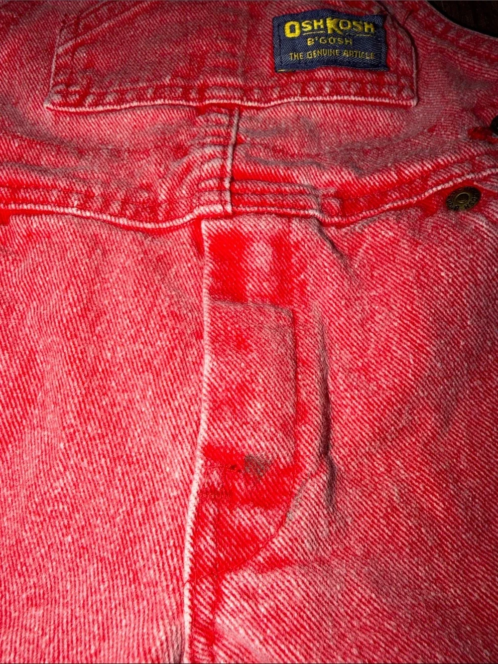 OshKosh B'Gosh Vestbak Genuine Article Red Denim Overalls Bibs Size 2t